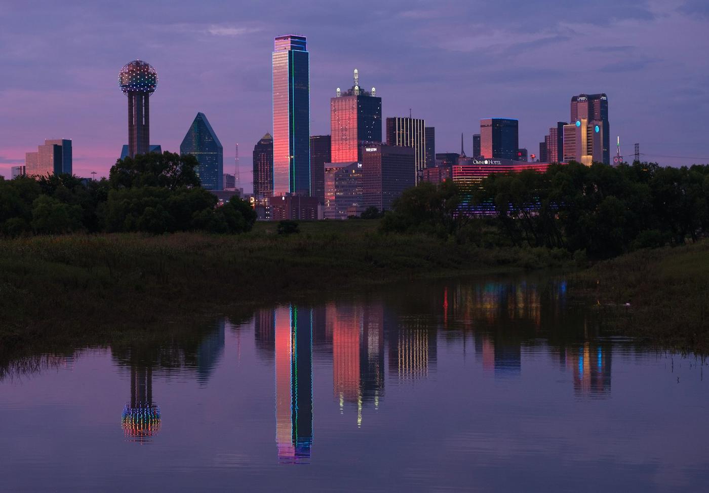 The Dallas skyline at dusk